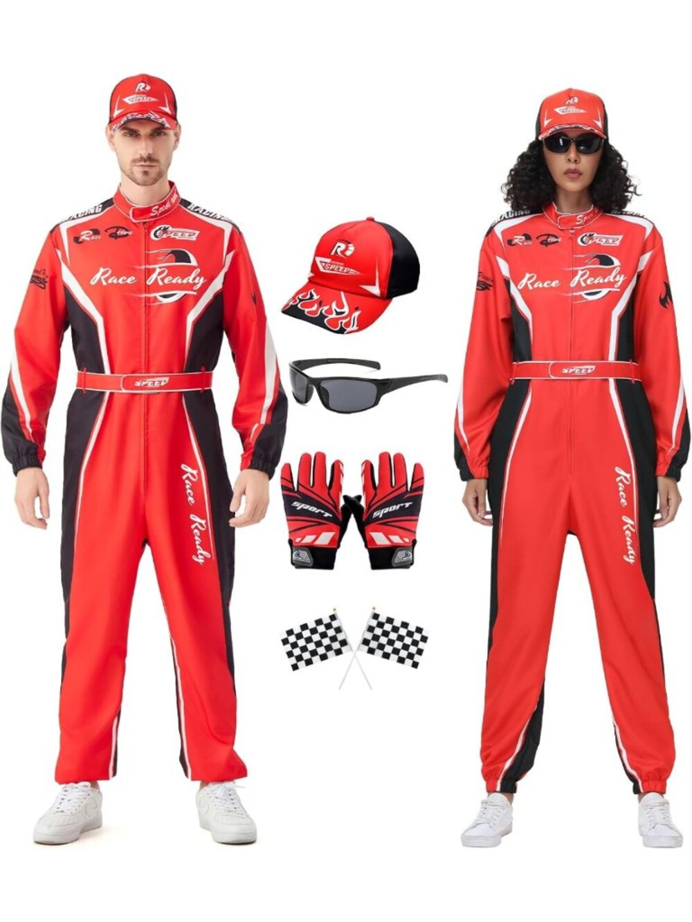 Unisex Race Car Driver Costume with Accessories for Halloween & Dress-Up Fun